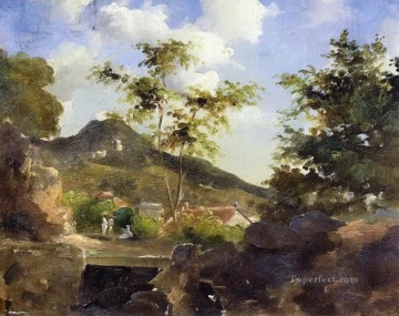 カミーユ・ピサロ Painting - セント・トーマス・アンティル諸島の丘のふもとにある村 カミーユ・ピサロ